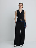 (W) WOOL TAILORED VEST_ BLACK