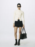 (W) COTTON RIBBED FULL ZIP-UP_ CREAM