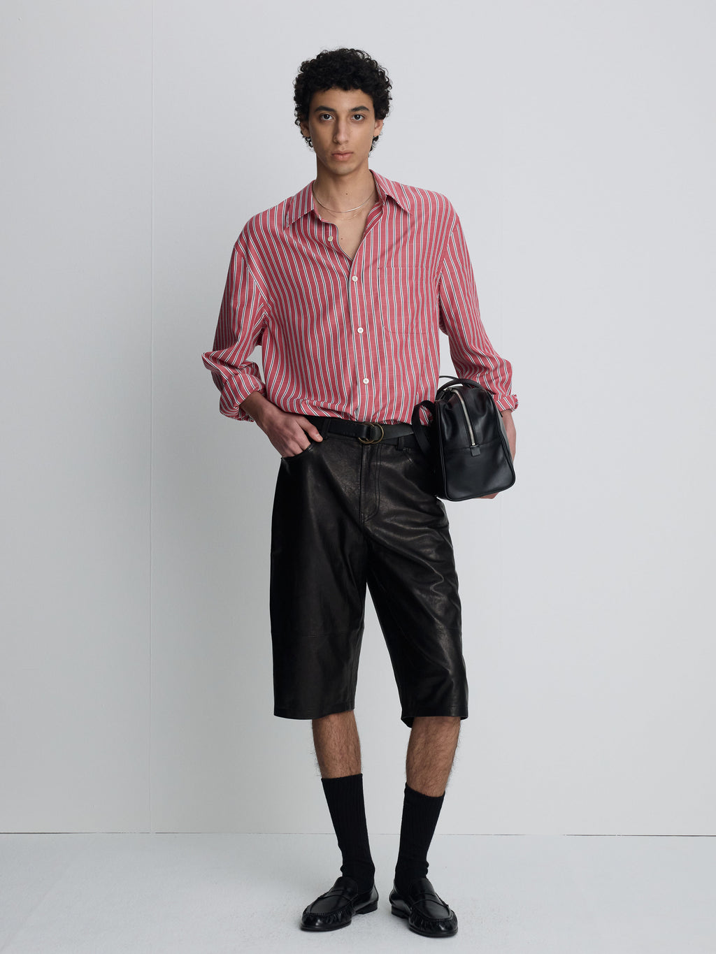STRIPED COTTON BLEND SHIRT_ RED STRIPE