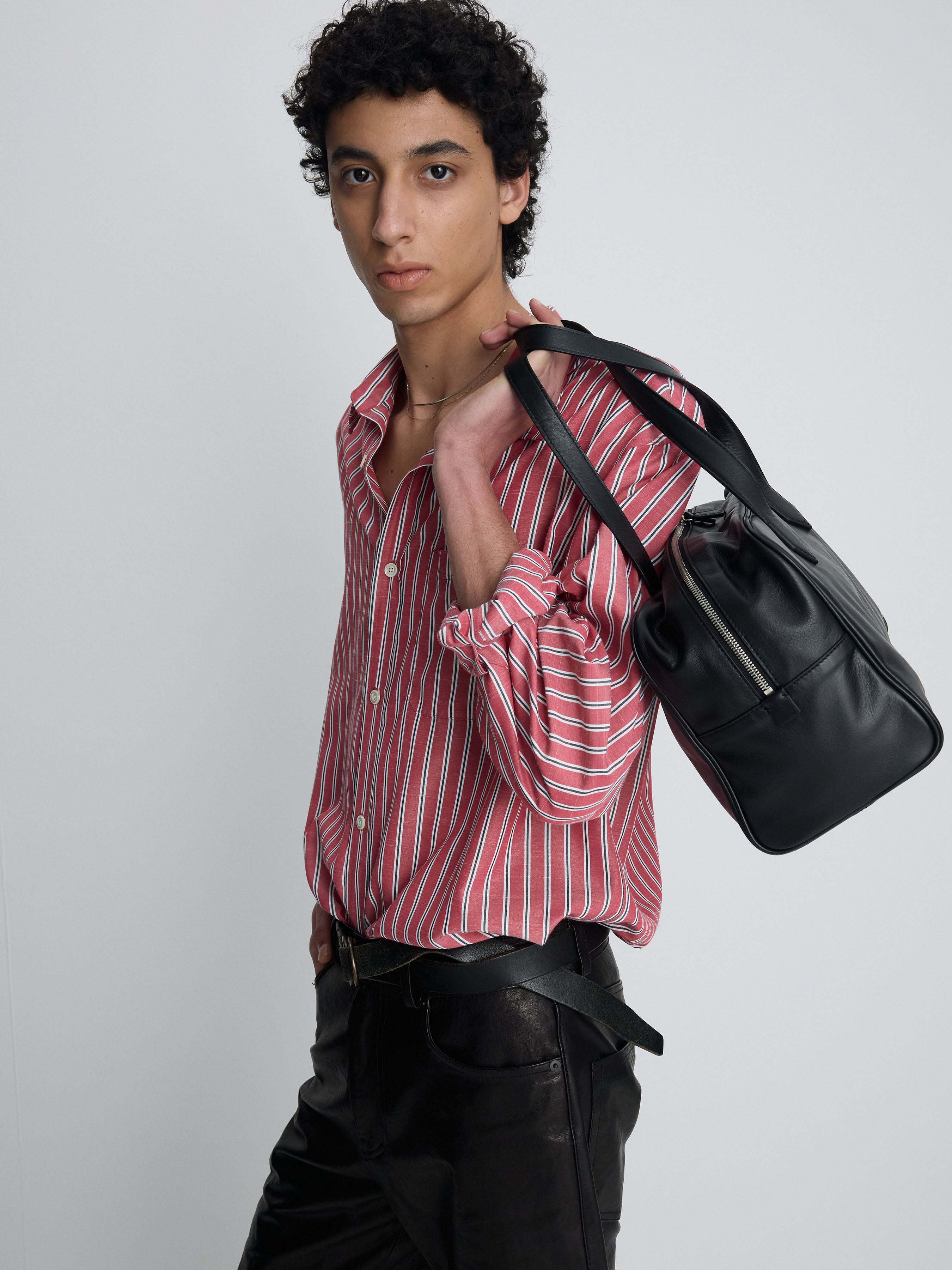 STRIPED COTTON BLEND SHIRT_ RED STRIPE