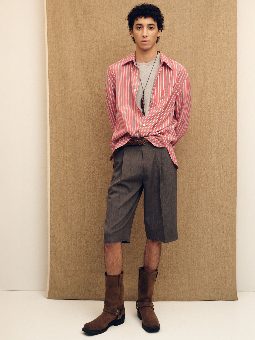 STRIPED COTTON BLEND SHIRT_ RED STRIPE