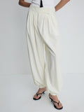 (W) PLEATED VOLUMINOUS PANTS_ OFF WHITE
