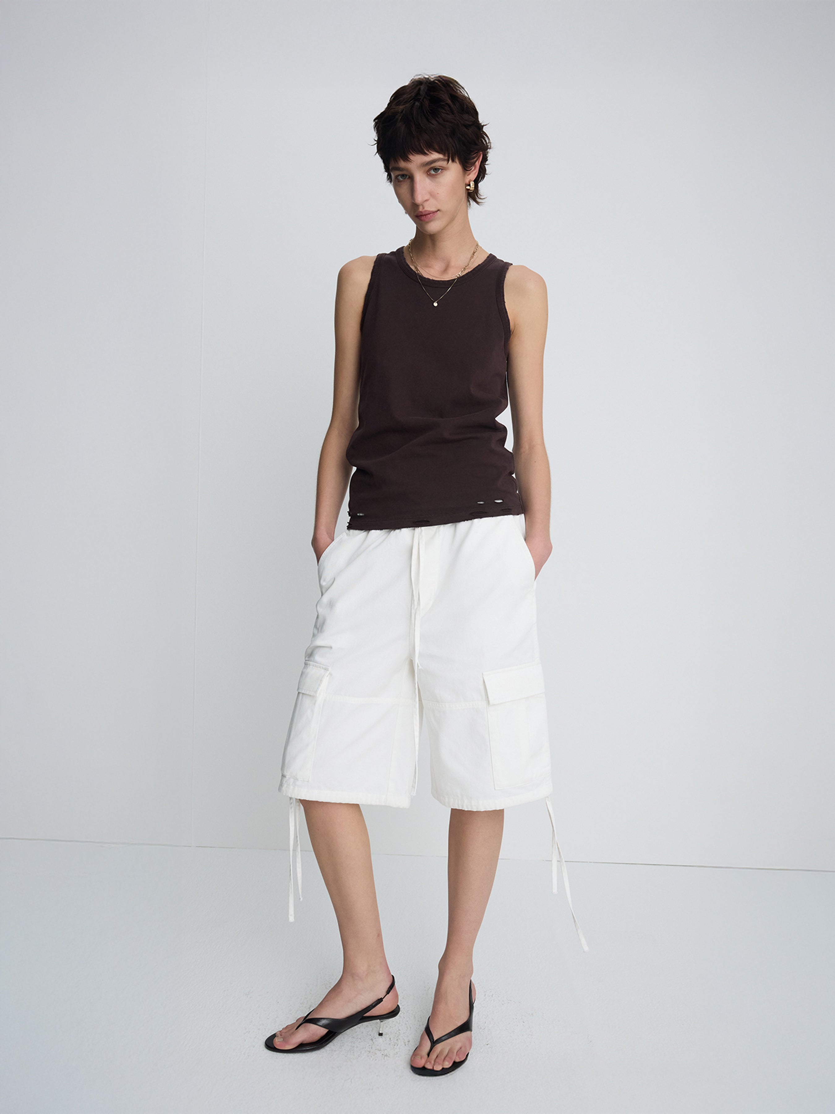(W) HAND-DISTRESSED REGURAL TANK TOP_ BURNT MARRON
