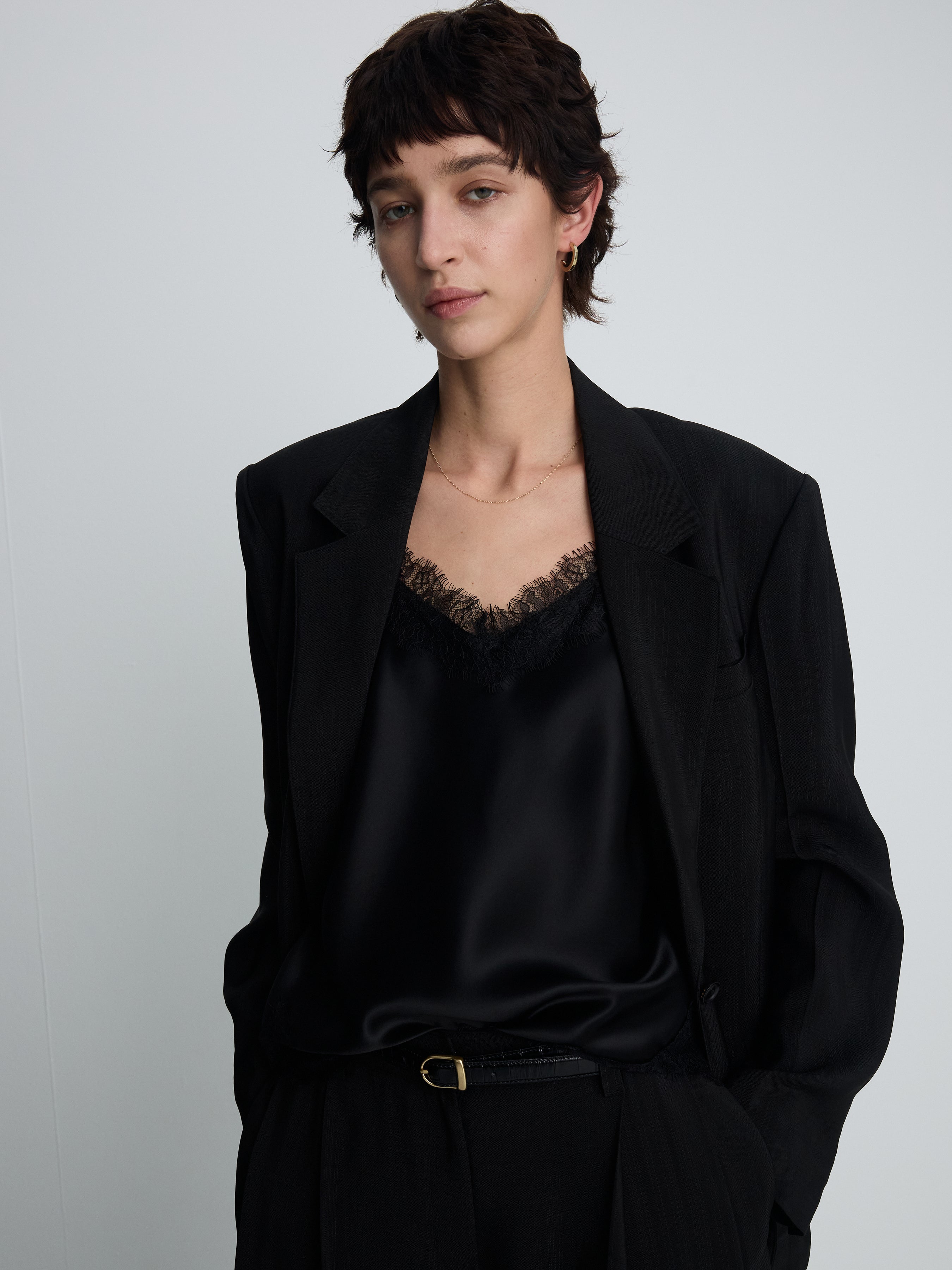 (W) AIRY TAILORED JACKET_ BLACK