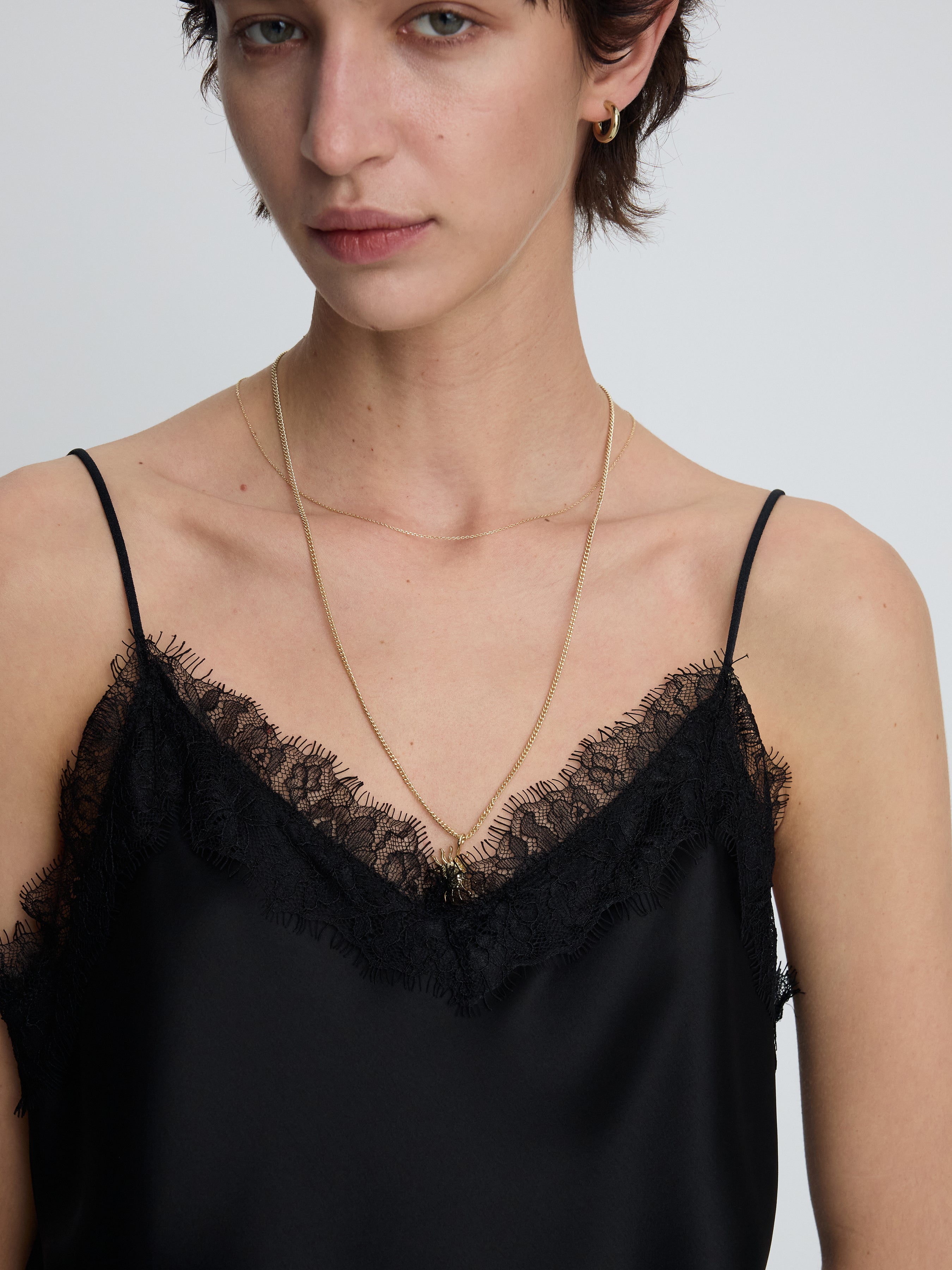 (W) SATIN LACE CAMISOLE_ BLACK