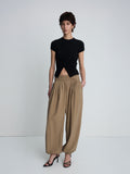 (W) PLEATED VOLUMINOUS PANTS_ BEIGE