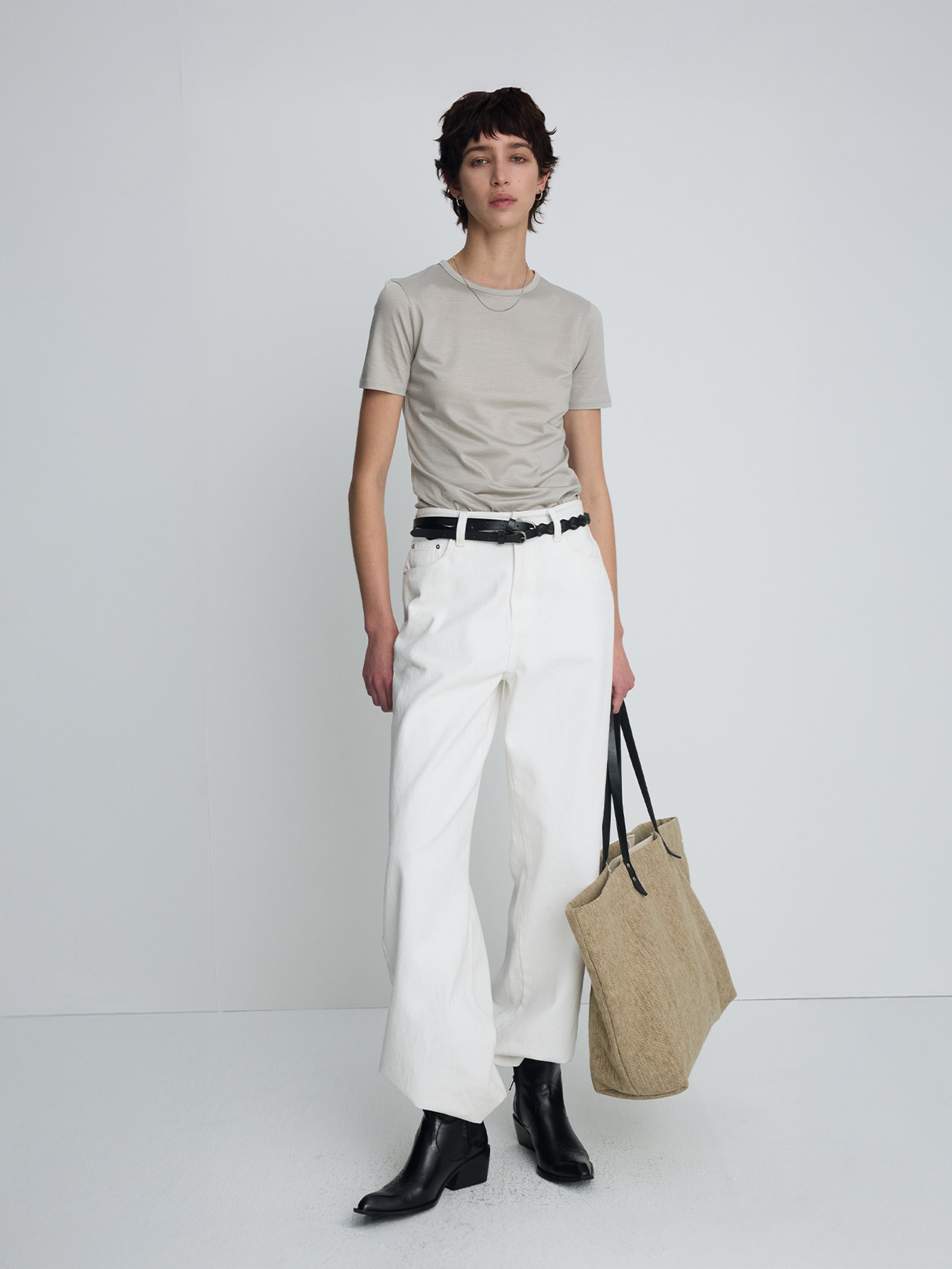 (W) TENCEL SHORT SLEEVE T-SHIRT_ LIGHT GREY