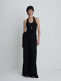 (W) JACQUARD WRAP LOOSE FIT PANTS_ BLACK