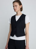 (W) WOOL TAILORED VEST_ NAVY PINSTRIPE