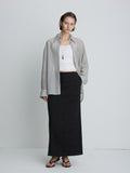 (W) LINEN RELAXED MAXI SKIRT_ VINTAGE CARBON