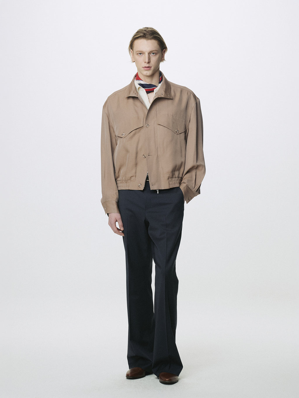 OVERSIZED STAND COLLAR BLOUSON_ SAND