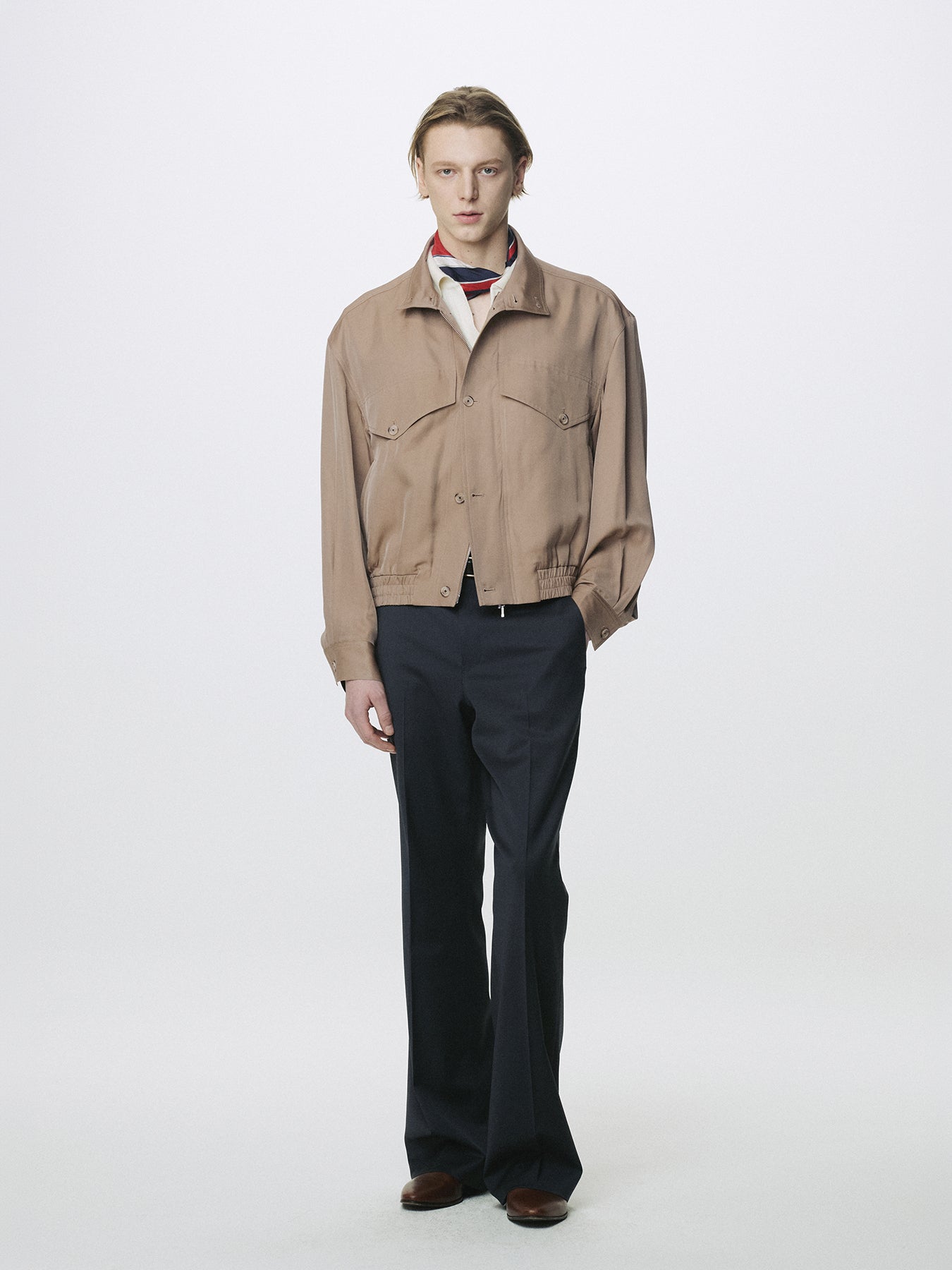 OVERSIZED STAND COLLAR BLOUSON_ SAND