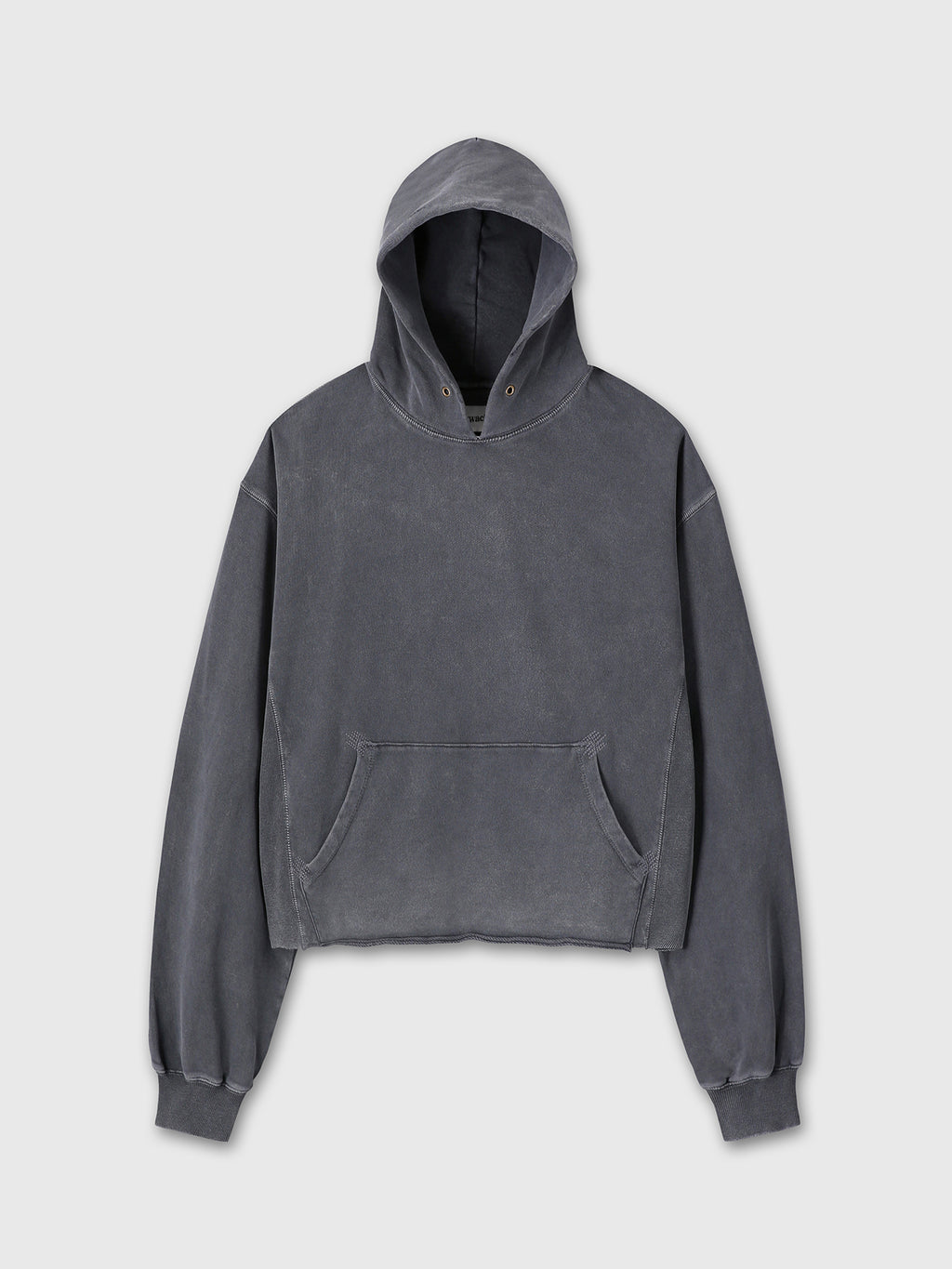 GARMENT DYED RAW EDGE HOODIE_ FADED INK
