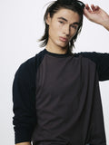 WASHED COTTON BASEBALL LONG SLEEVE_ CARBON/NAVY
