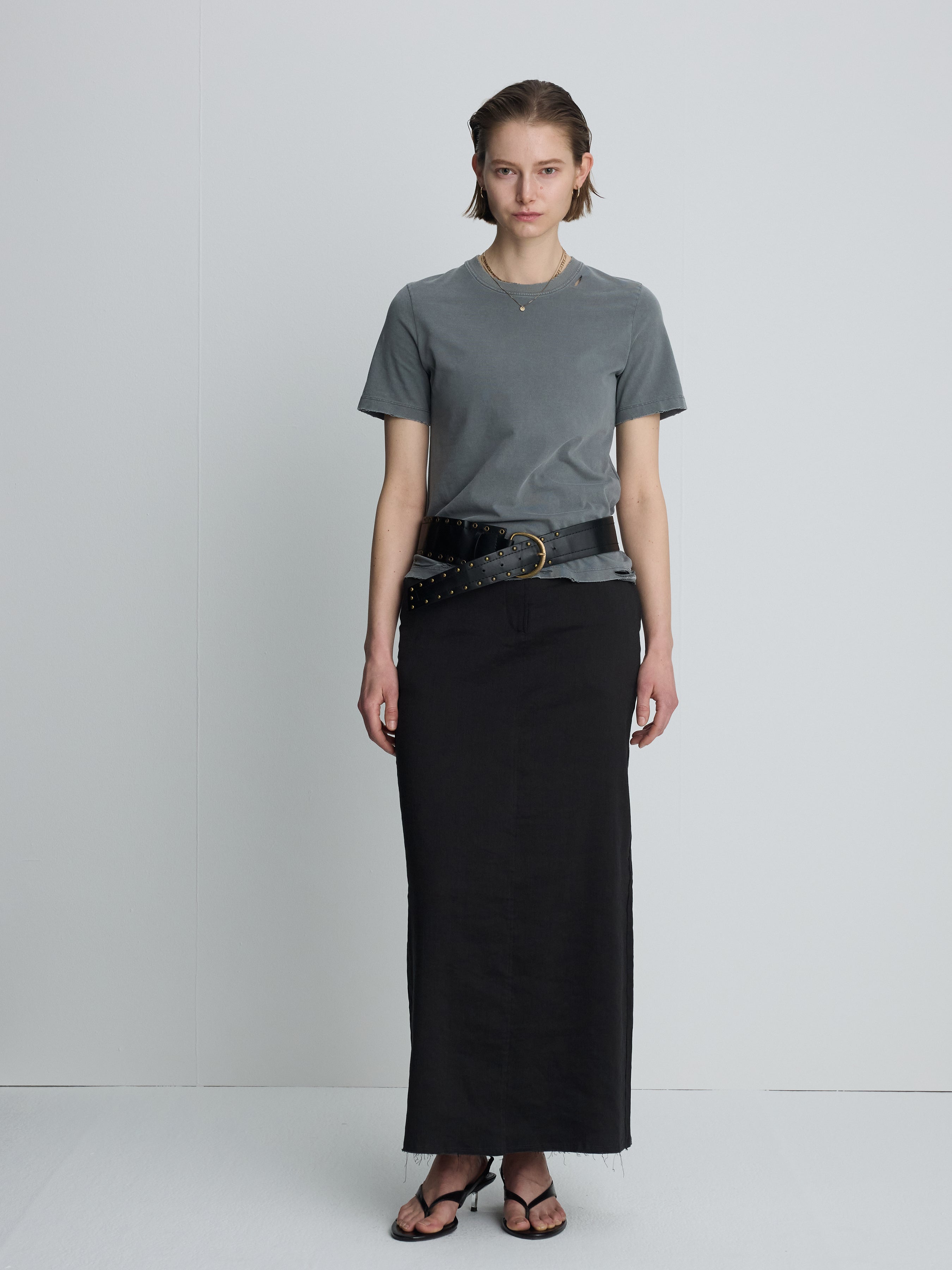 (W) GARMENT DYED VINTAGE COTTON T-SHIRT_ FADED GREY