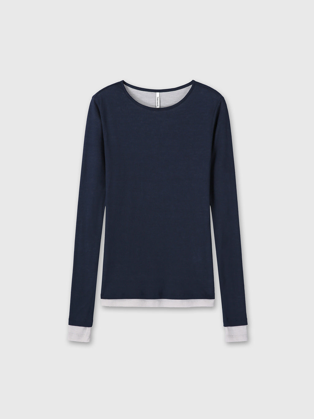 (W) TENCEL LAYERED LONG SLEEVE_ NAVY/GREY