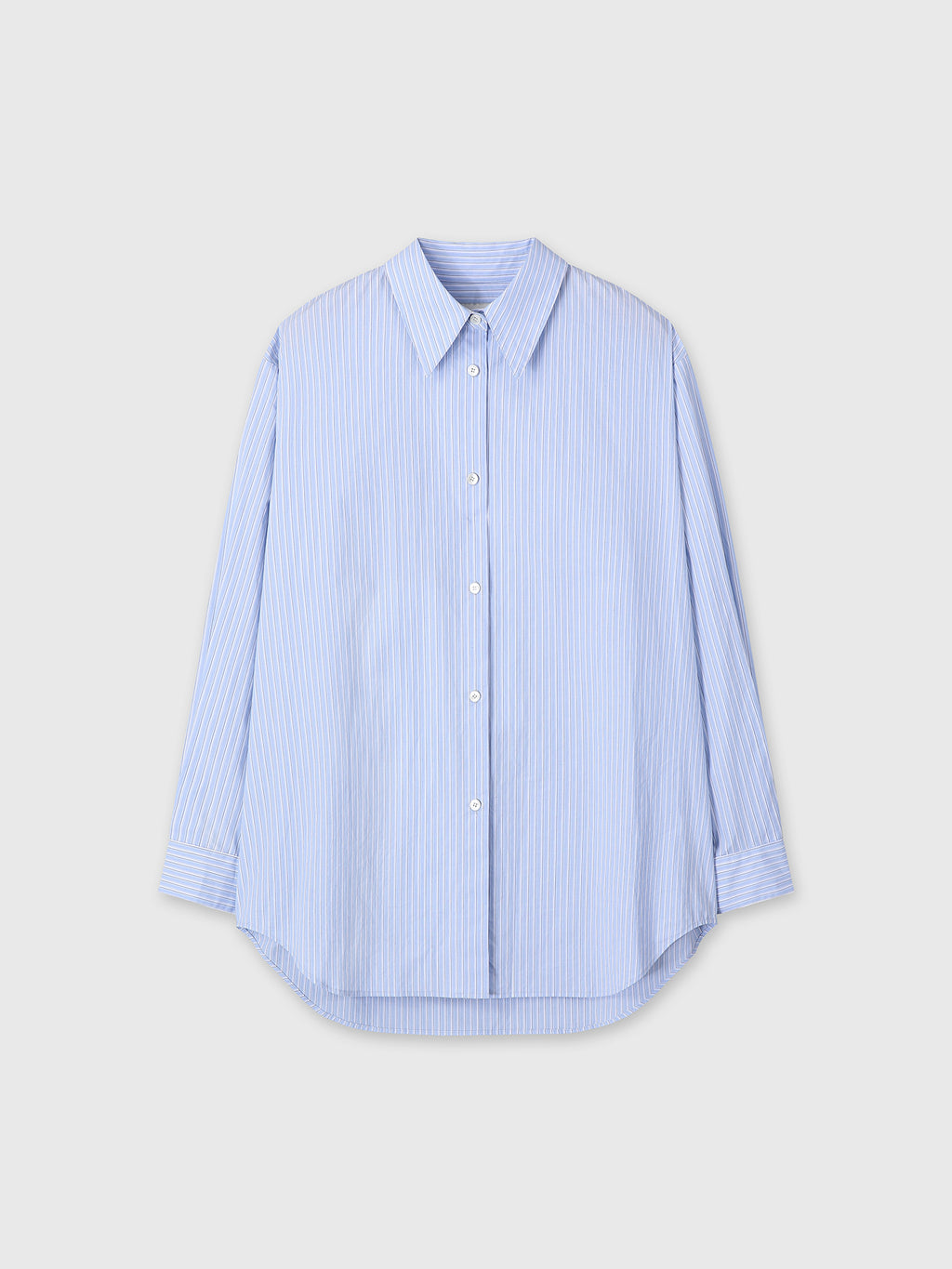 (W) STRIPED COTTON OVER SHIRT_ BLUE