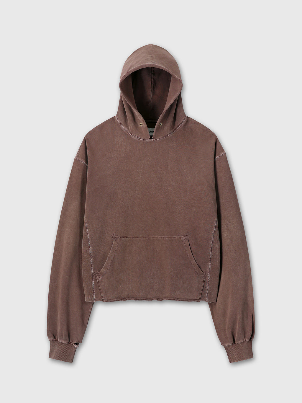 GARMENT DYED RAW EDGE HOODIE_ FADED RED