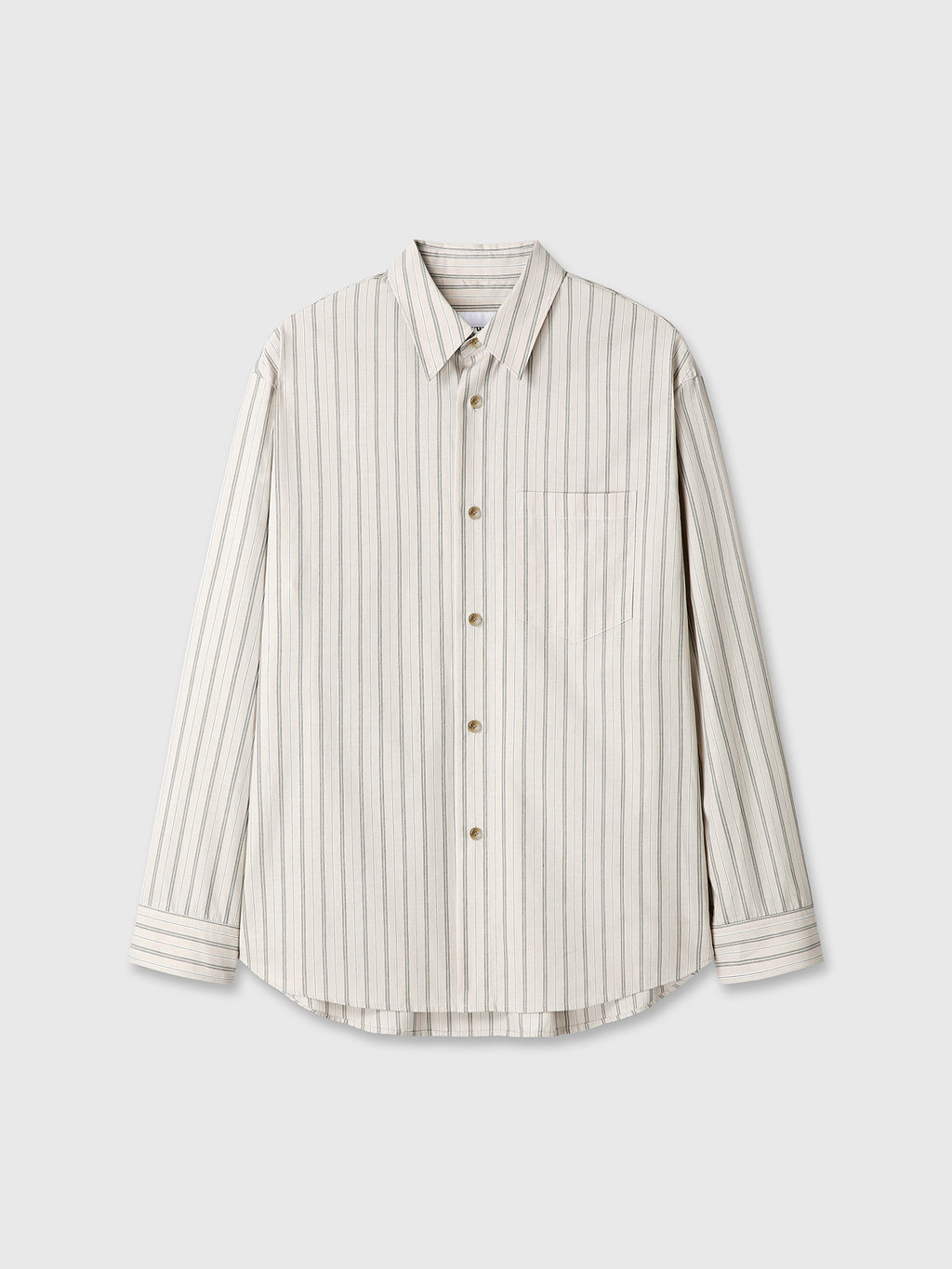 STRIPED COTTON SHIRT_ WARM GREY