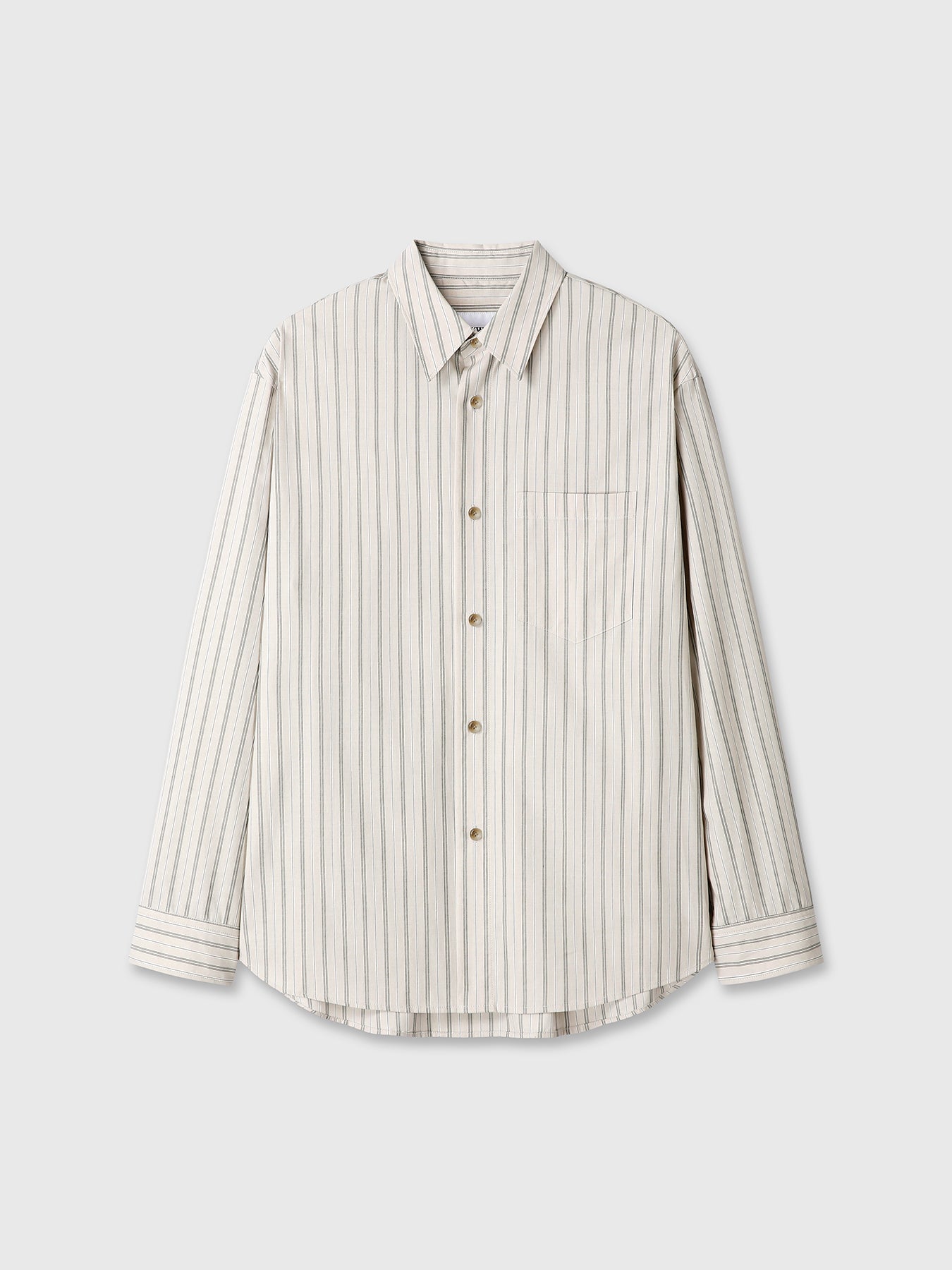 STRIPED COTTON SHIRT_ WARM GREY