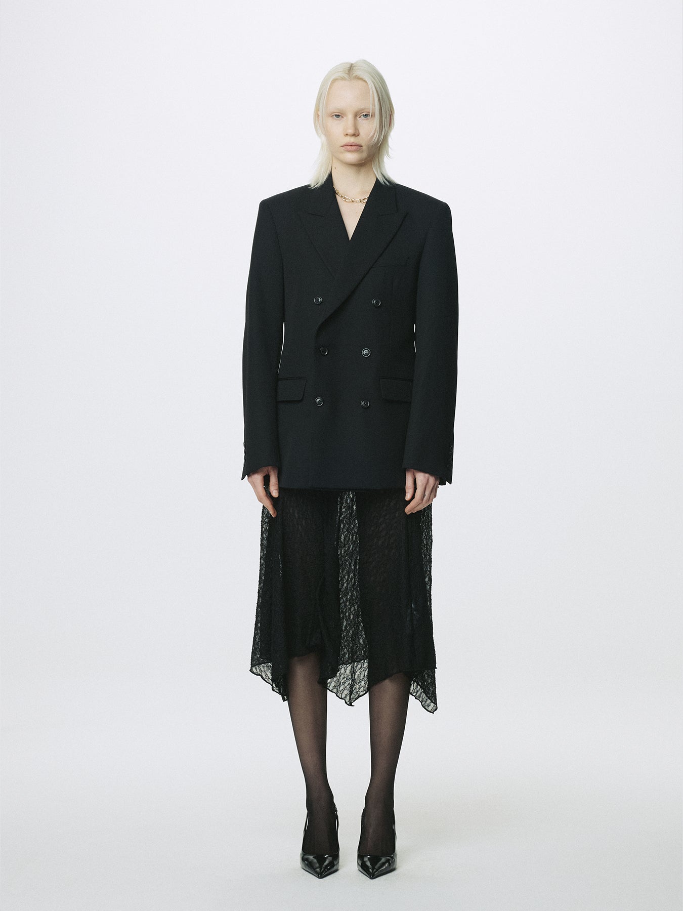 (W) LACE DRAPED SKIRT_ BLACK