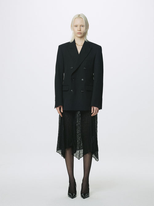 (W) LACE DRAPED SKIRT_ BLACK