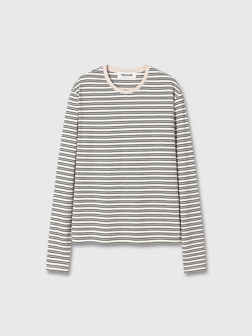 STRIPED LONG SLEEVE TOP_ CREAM/BLACK