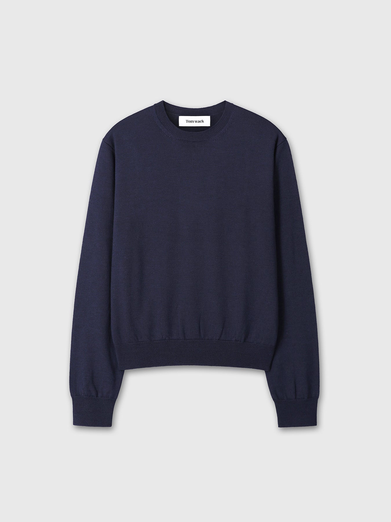 SPRING WOOL CREW NECK KNIT_ DARK NAVY
