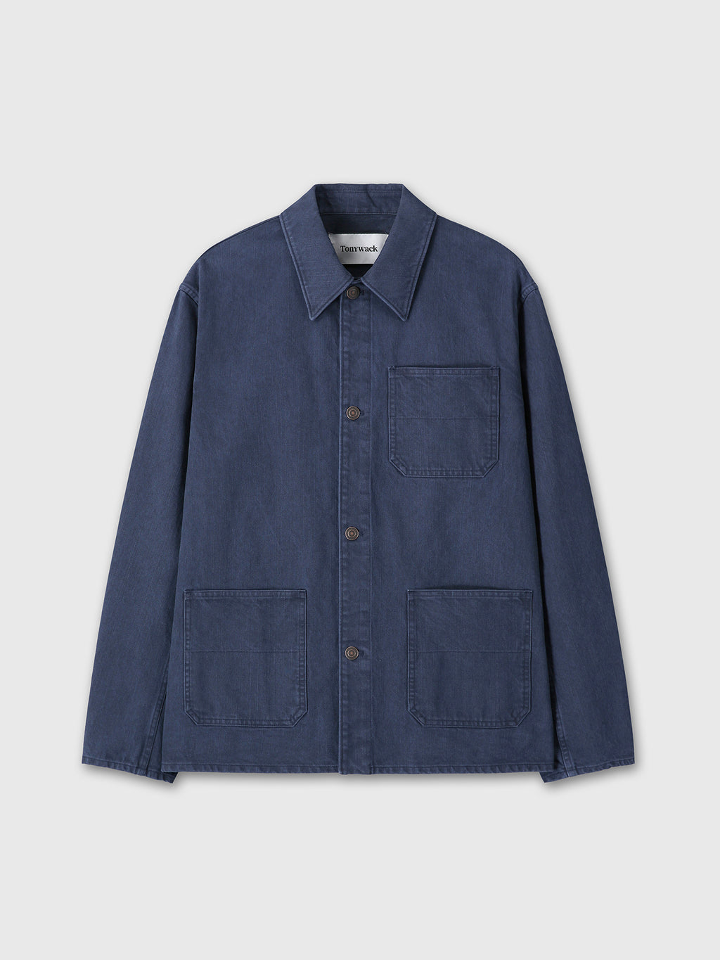 GARMENT WASHED COTTON TWILL UTILITY JACKET_ PURPLE BLUE