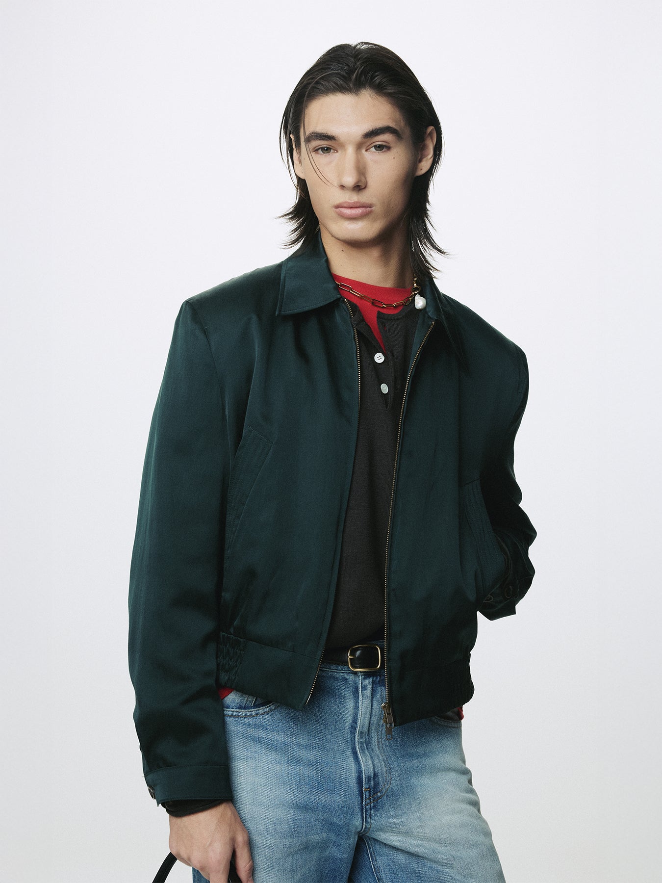 SILK COTTON SWING JACKET_ DARK GREEN