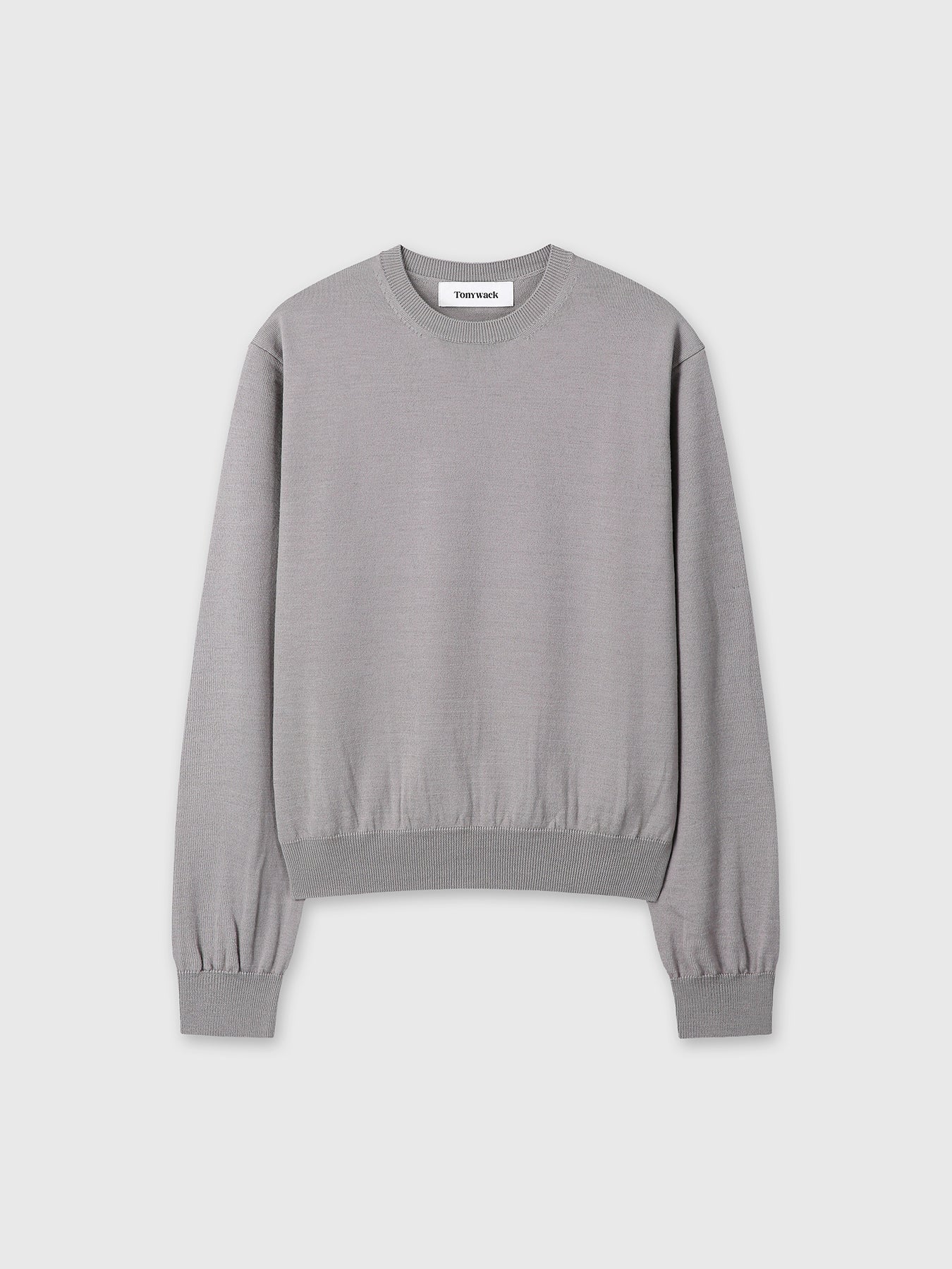 SPRING WOOL CREW NECK KNIT_ PALE GREY