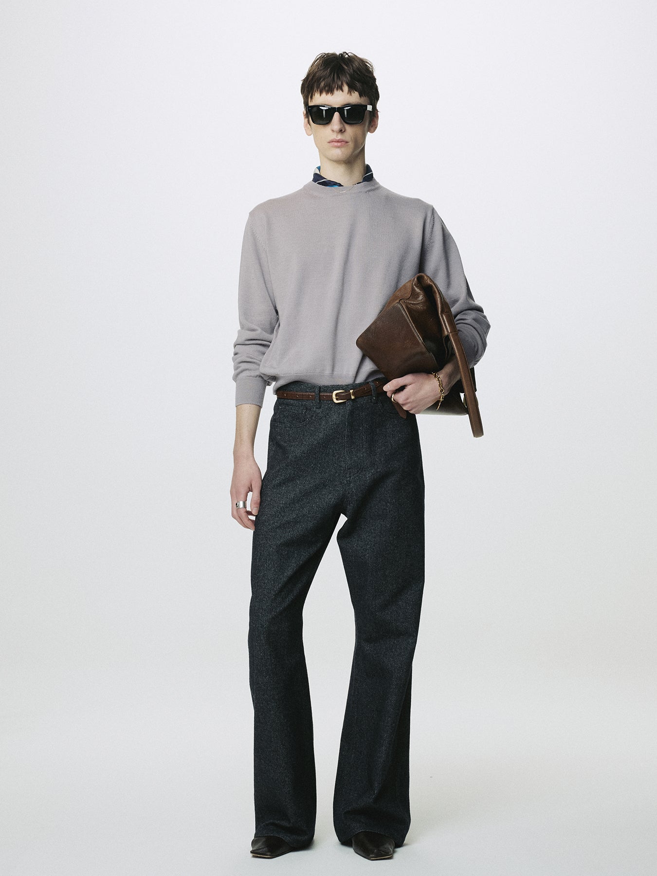 SPRING WOOL CREW NECK KNIT_ PALE GREY
