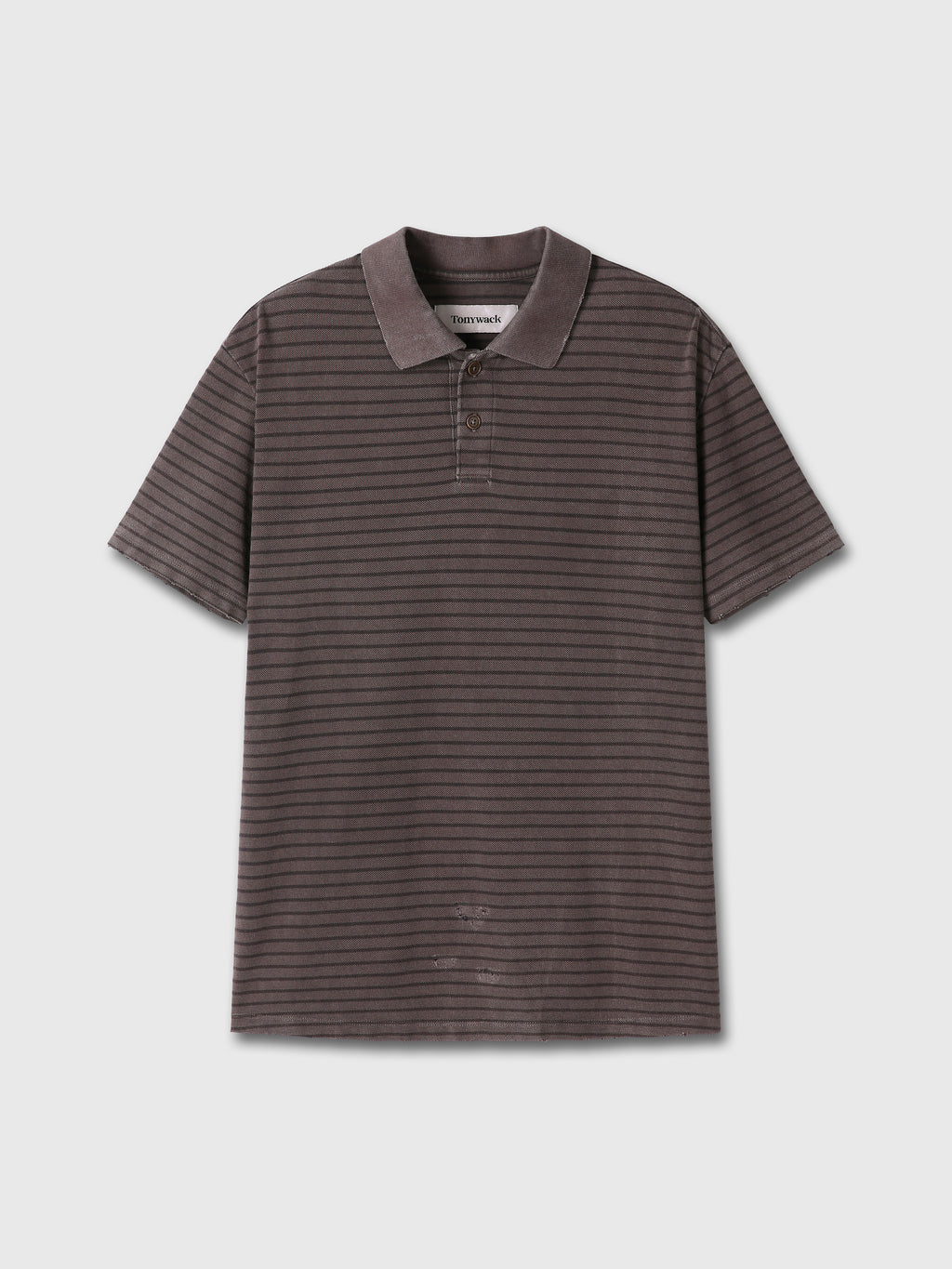 GARMENT DYED STRIPE PIQUÉ POLO_ FADED BROWN