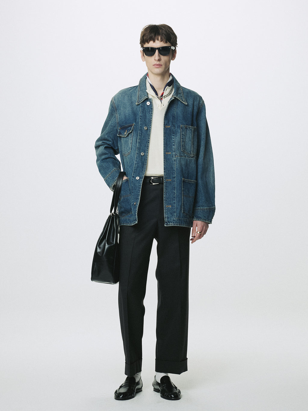 GARMENT WASHED DENIM CHORE JACKET_ WASHED BLUE