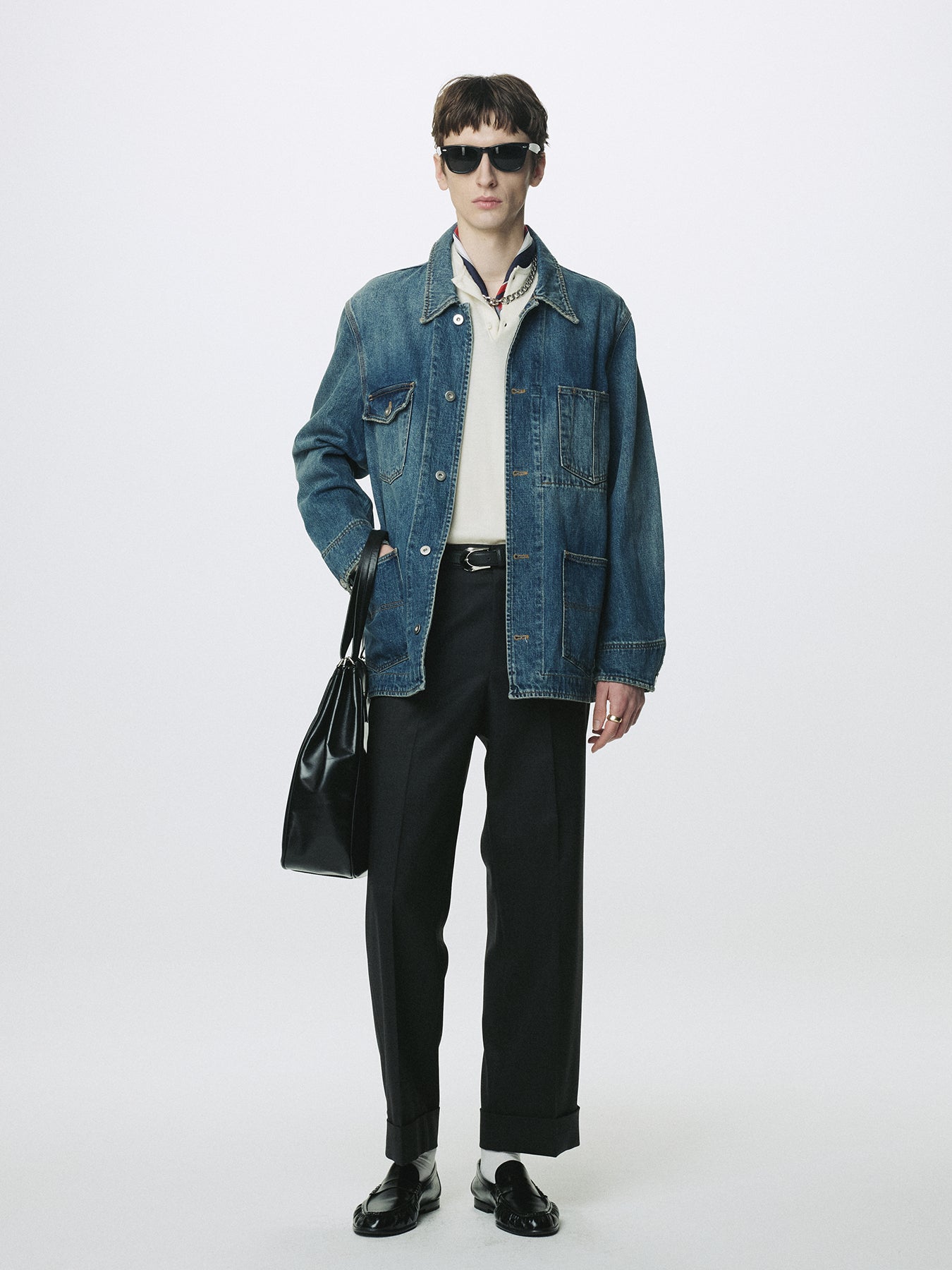 GARMENT WASHED DENIM CHORE JACKET_ WASHED BLUE