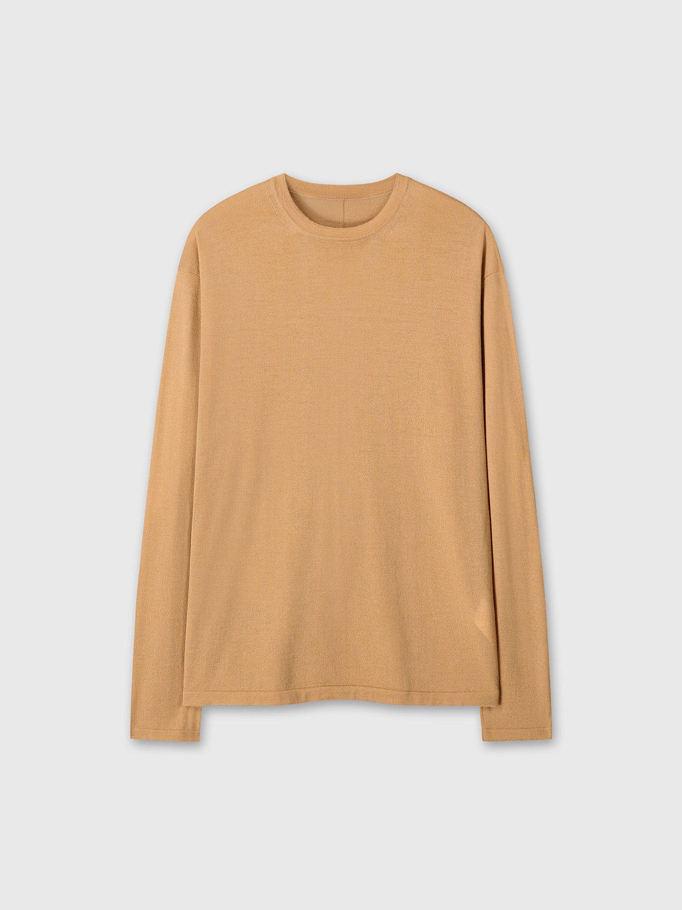 FEATHER-WEIGHT WOOL LONGSLEEVE KNIT_ CUSTARD BEIGE
