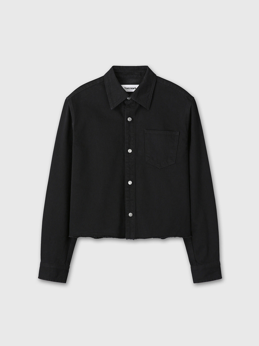 DENIM CUT-OFF SHIRT BLOUSON_ BLACK