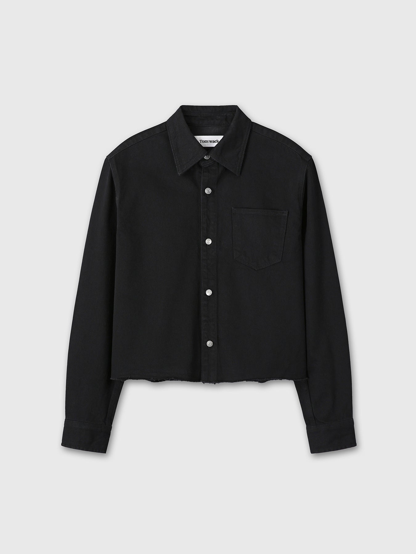 DENIM CUT-OFF SHIRT BLOUSON_ BLACK