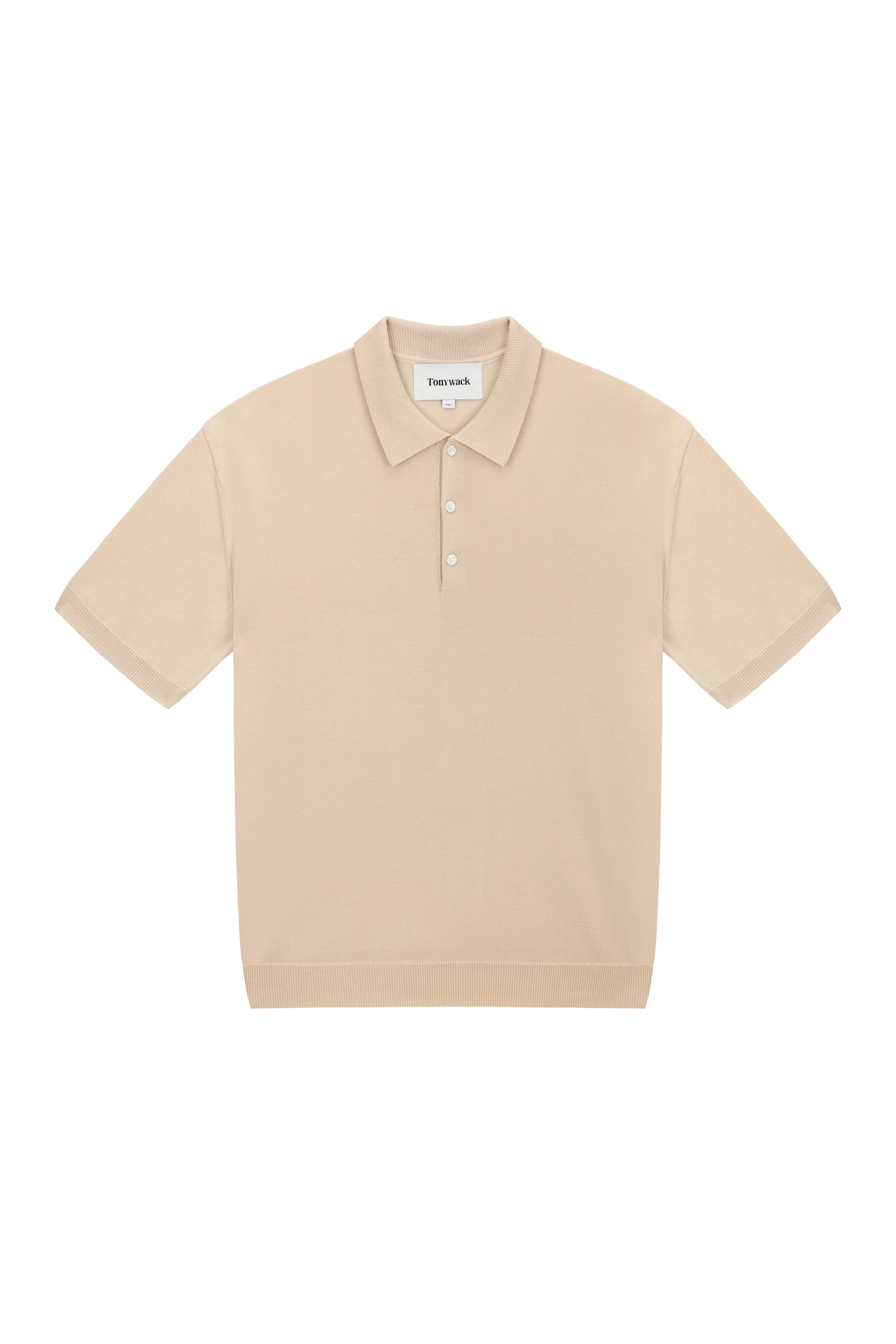 Silk Tencel High Guage Polo Knit_ Royal Beige