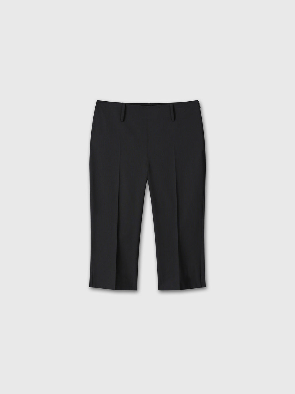 (W) WOOL CAPRI TROUSERS_ BLACK