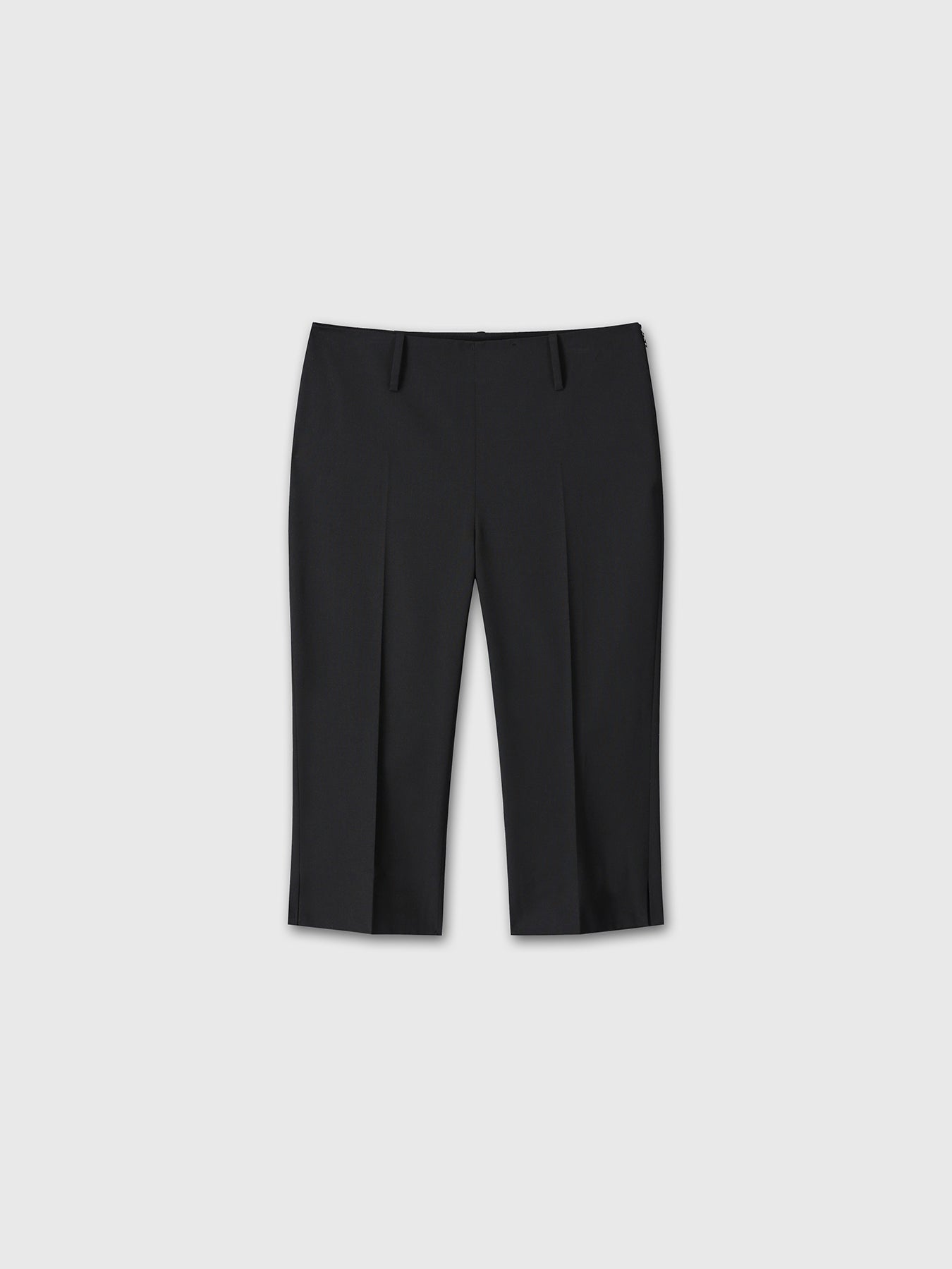(W) WOOL CAPRI TROUSERS_ BLACK