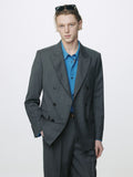 STRIPED WOOL DOUBLE-BREASTED TAILORED JACKET_ GREY STRIPE