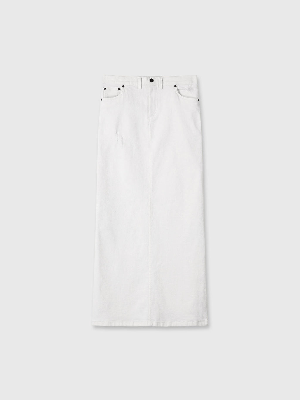 (W) WHITE SLIM FIT DENIM MAXI SKIRT_ OFF WHITE