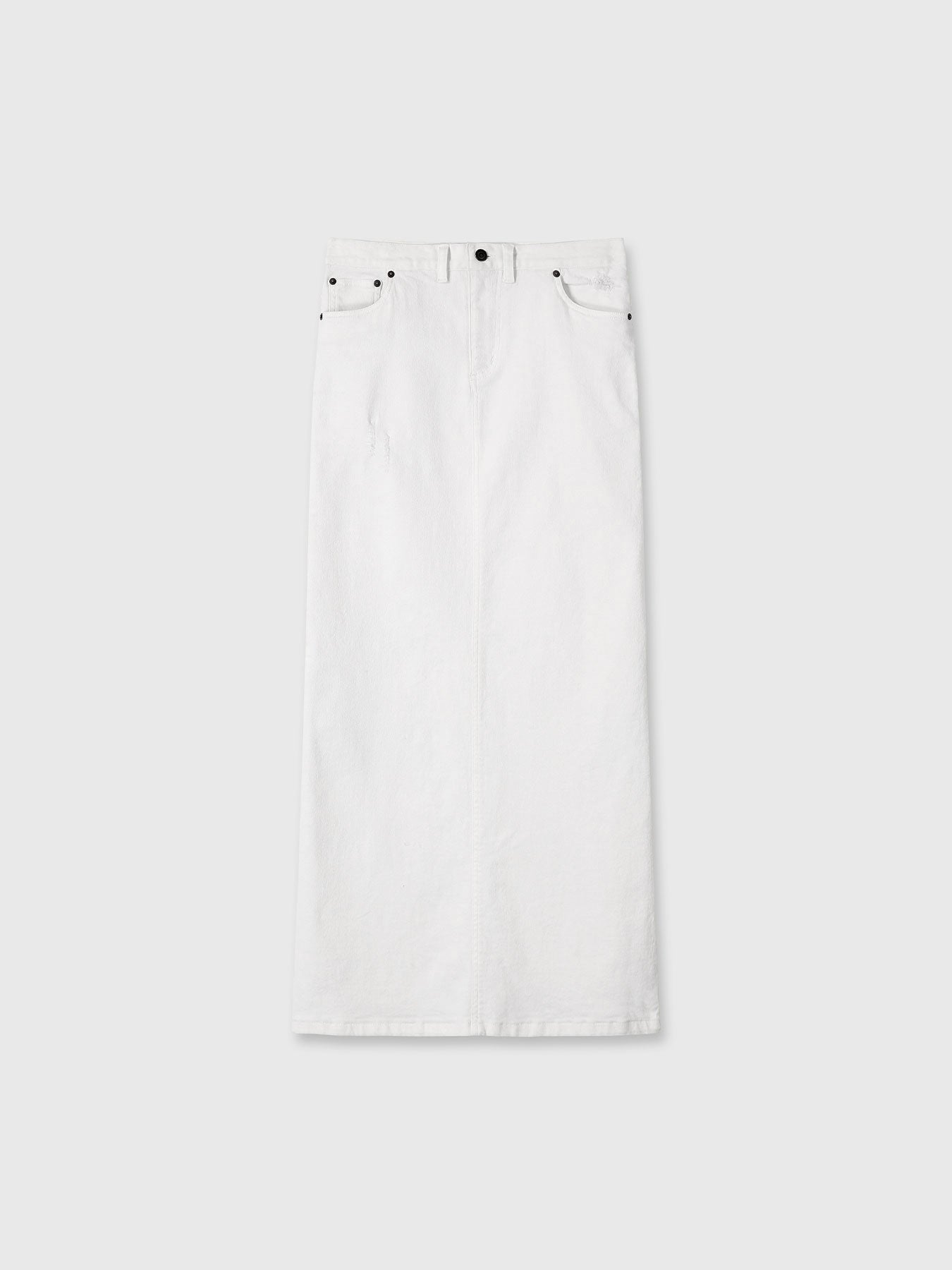 (W) WHITE SLIM FIT DENIM MAXI SKIRT_ OFF WHITE
