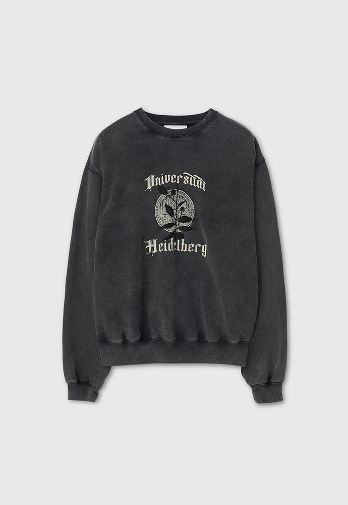 Embroidery Overlap College Sweatshirt_ Faded Black