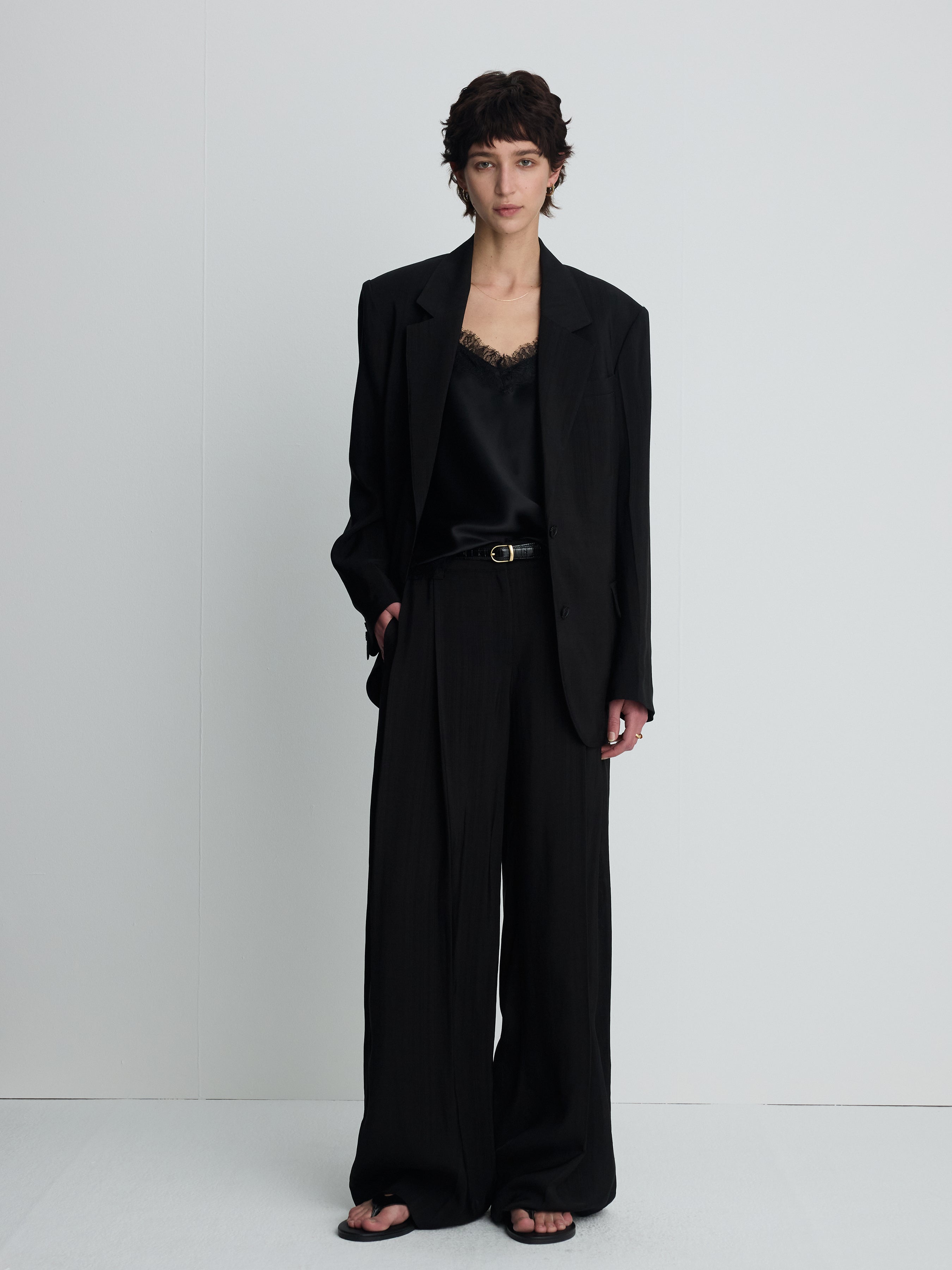 (W) AIRY TAILORED JACKET_ BLACK