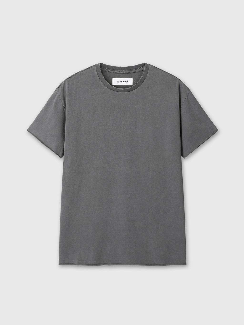 GARMENT DYED RAW EDGE T-SHIRT_ FADED CARBON