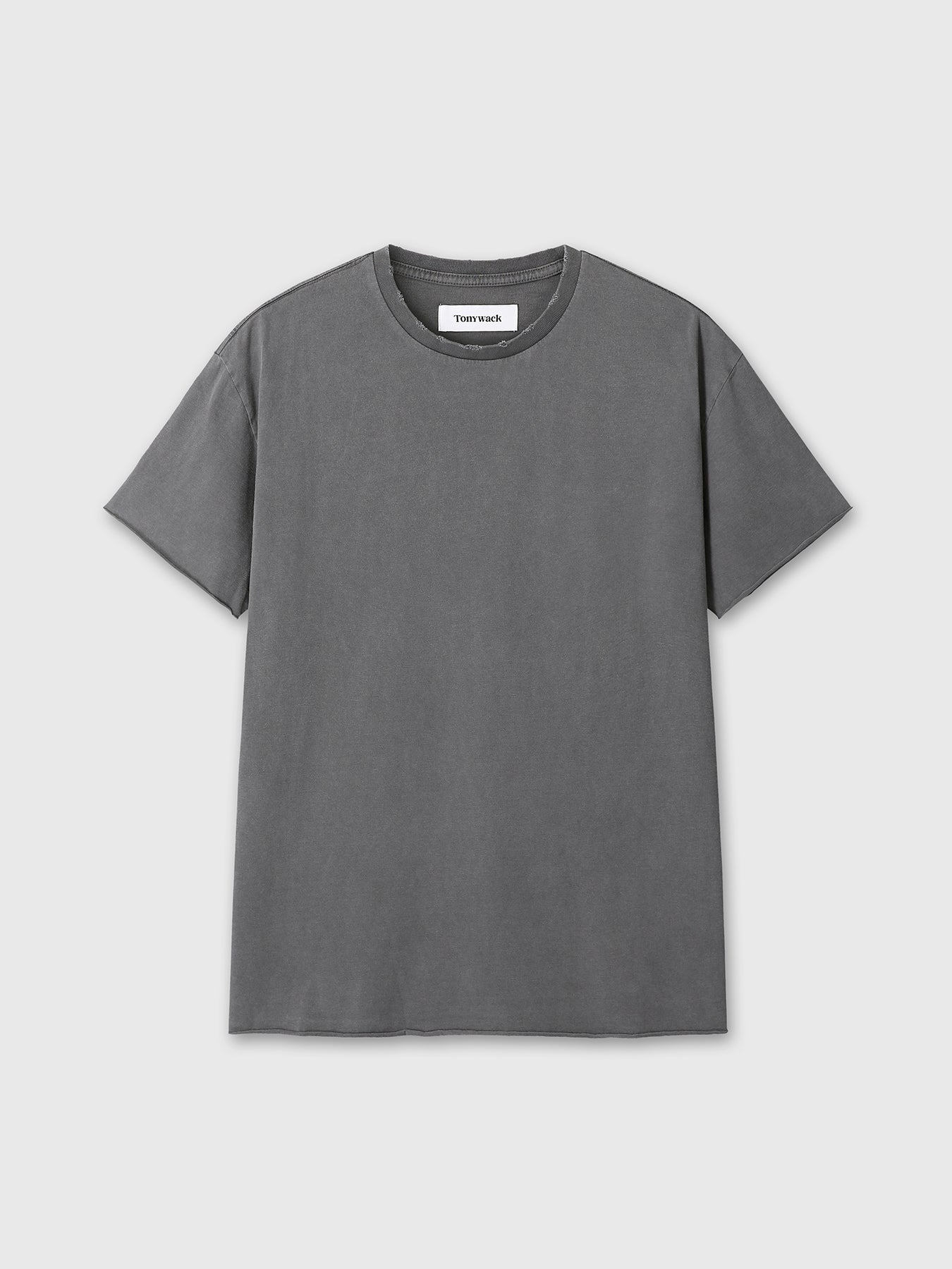 GARMENT DYED RAW EDGE T-SHIRT_ FADED CARBON