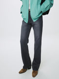 FLARED-LEG DISTRESSED DENIM JEANS_ WASHED BLACK
