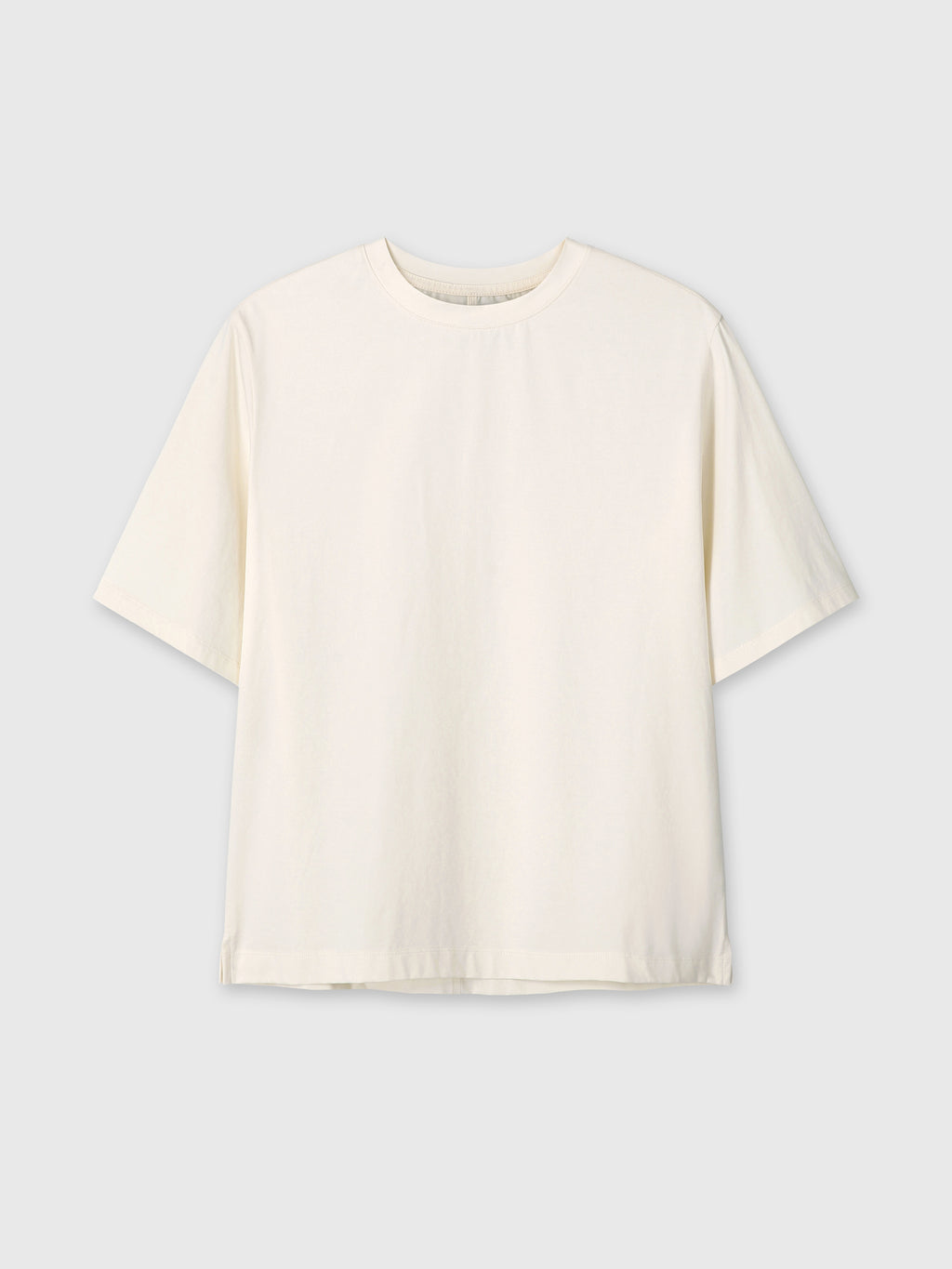 (W) HIGH-DENSITY RELAXED COTTON T-SHIRT_ PALE YELLOW